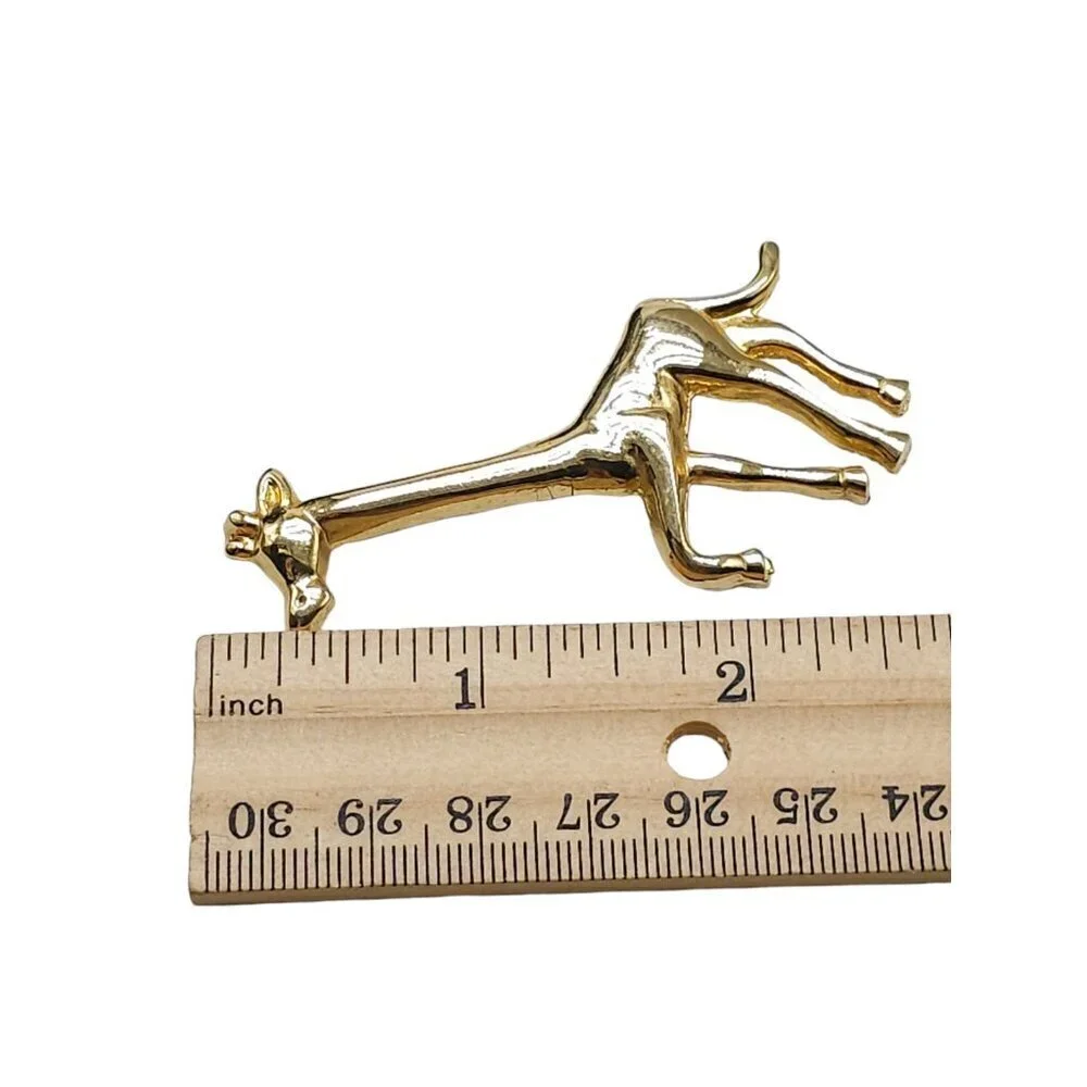 Gold Tone Running Large Giraffe Brooch Pin Vintage 2.5 inches